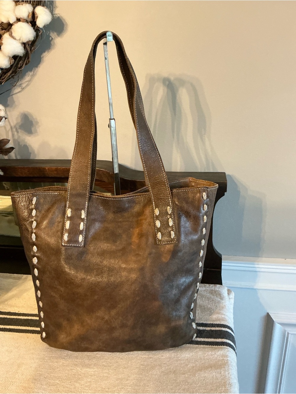 Bed Stu Leather Stevie Tote Shoulder Bag Brown Teak Rustic Retail $275 - Picture 4 of 13